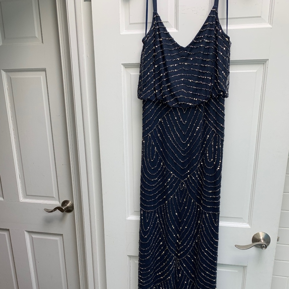 Adrianna Papell: Art Deco Blouson Beaded Gown